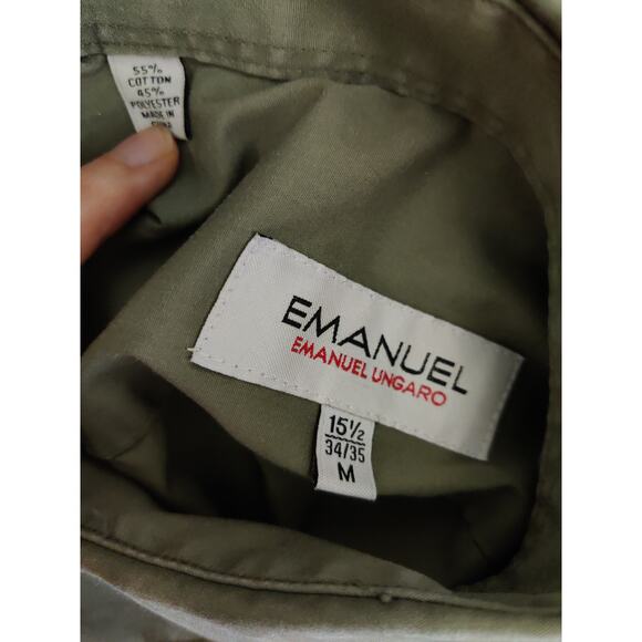 Emanuel Ungaro Men's Green Cotton Blend Long Sleeves Button-Down Shirt Size M - Picture 7 of 8